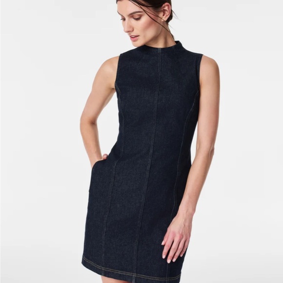 Denim Seamed Shift Dress ✨brand new - Picture 3 of 8